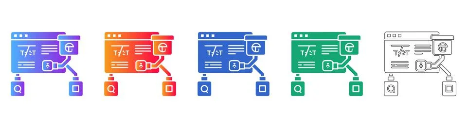 Software Testing and Development Icons Stock Illustration