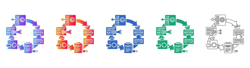 Software Testing and Development Workflow Icons Stock Illustration