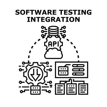 Software testing and integration concept illustrating development 库存插图
