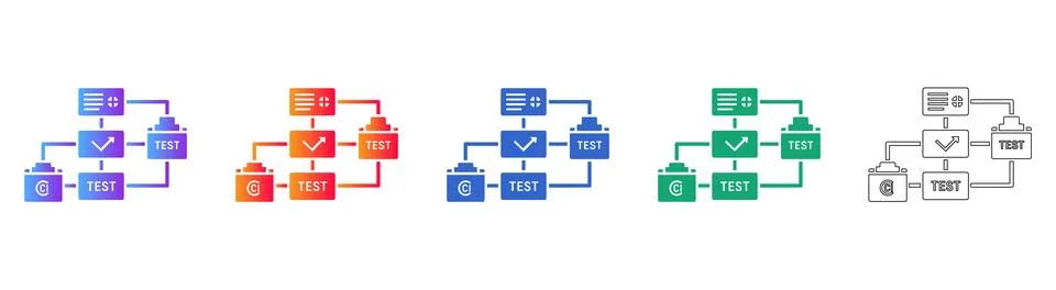 Software Testing and Quality Assurance Process Icons 库存插图