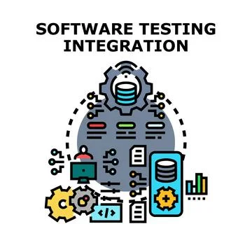 Software testing and quality assurance integrating systems Ilustração Stock