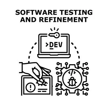 Software testing and refinement process development stages Ilustración de archivo
