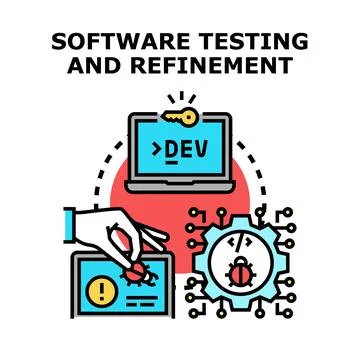 Software testing and refinement process development stages 库存插图