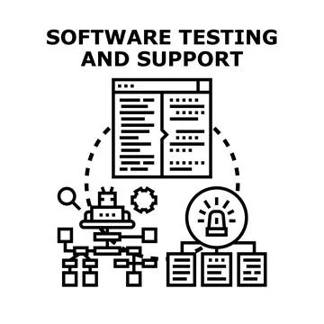 Software testing and support process concept illustration 库存插图