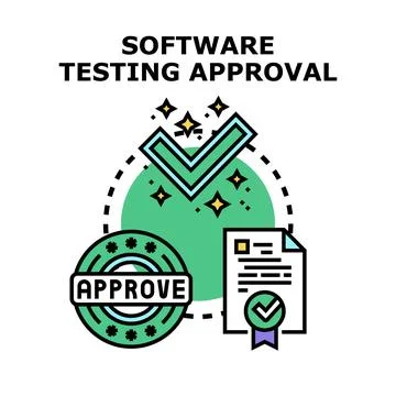 Software testing approval complete with quality assurance イラスト素材