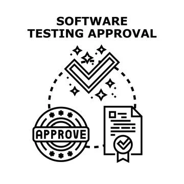 Software testing approval complete with quality assurance 库存插图