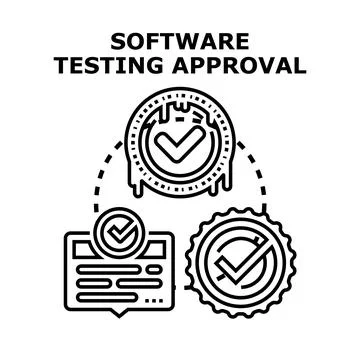Software testing approval complete with quality check Stockillustratie