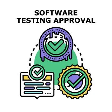 Software testing approval complete with quality check Stock Illustration