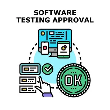 Software testing approval process across multiple devices イラスト素材