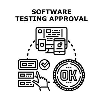 Software testing approval process across multiple devices Illustrazione stock