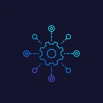 Software testing automation system vector line icon Stock Illustration