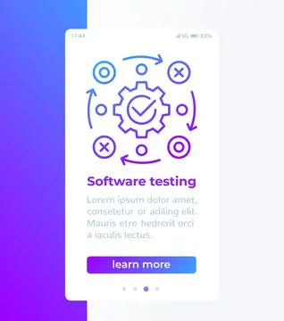 Software testing banner design with line icon Stock Illustration