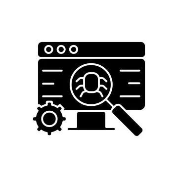 Software testing black glyph icon Illustrazione stock