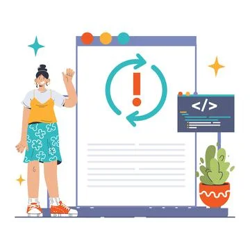 Software testing. Code testing and debugging. IT specialist searching Stock Illustration