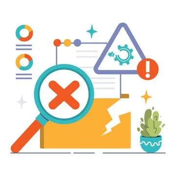 Software testing. Code testing and debugging. IT specialist searching Stock Illustration