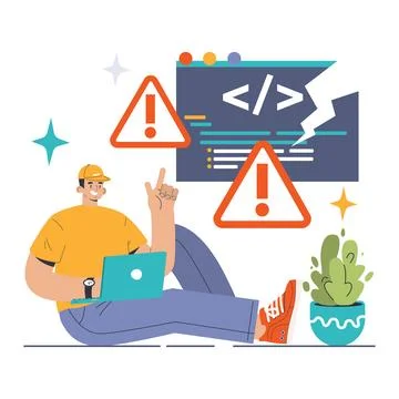 Software testing. Code testing and debugging. IT specialist searching Stock Illustration