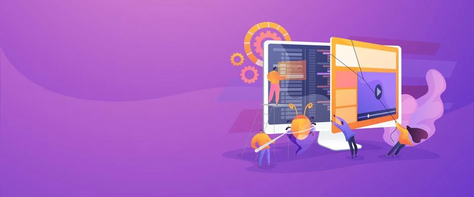 Software testing concept banner header Stock Illustration