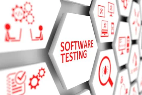 Software testing concept cell blurred background 3d illustration イラスト素材
