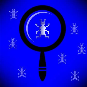 Software Testing Concept. Computer Virus Illustrazione stock