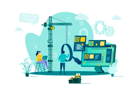 Software testing concept in flat style. Stock Illustration