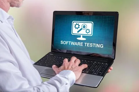 Software testing concept on a laptop Stock Photos