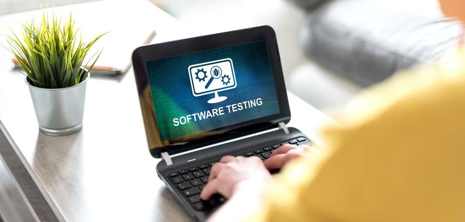 Software testing concept on a laptop screen 写真素材