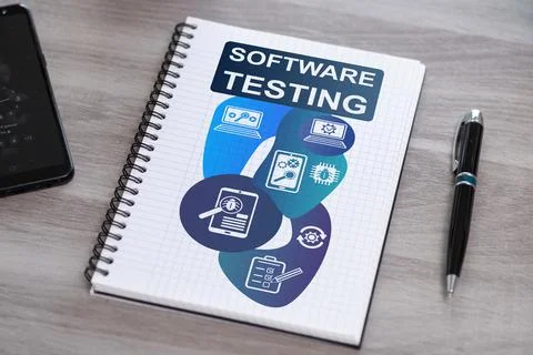 Software testing concept on a notepad Stock Photos