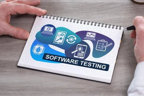 Software testing concept on a notepad Stock Photos