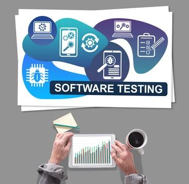 Software testing concept placed on a desk 库存照片