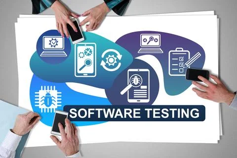 Software testing concept placed on a desk 库存照片