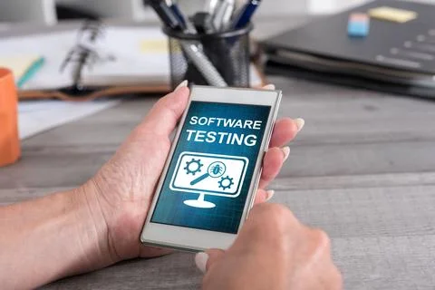 Software testing concept on a smartphone Stock Photos