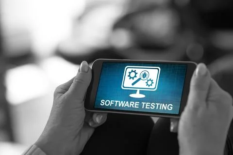 Software testing concept on a smartphone Stock Photos