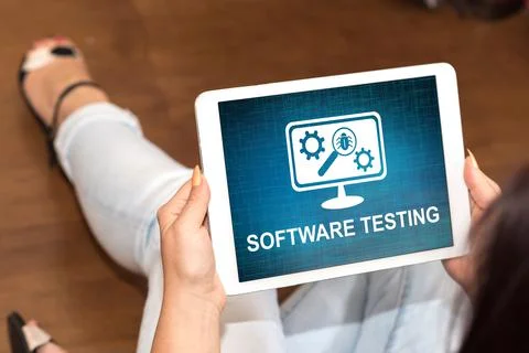Software testing concept on a tablet 库存照片