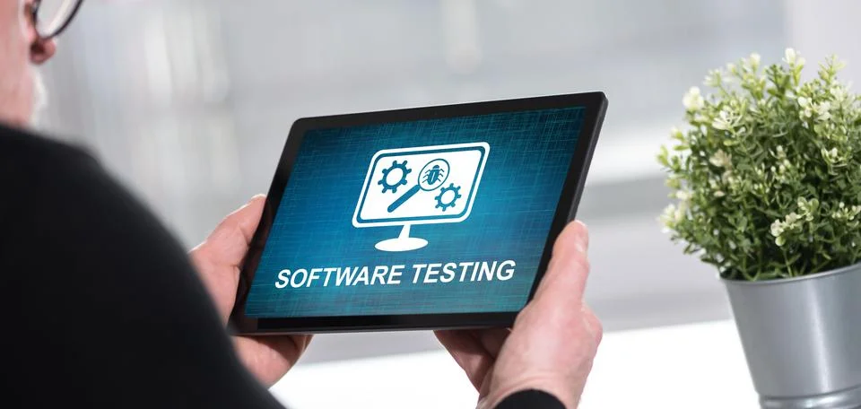 Software testing concept on a tablet Foto stock