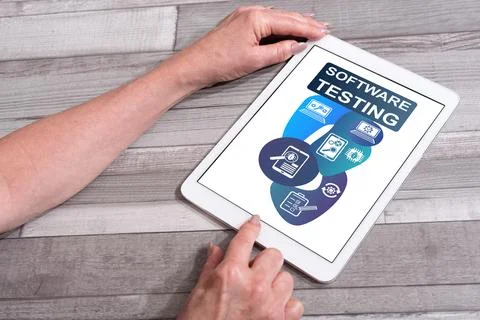Software testing concept on a tablet Stock Photos