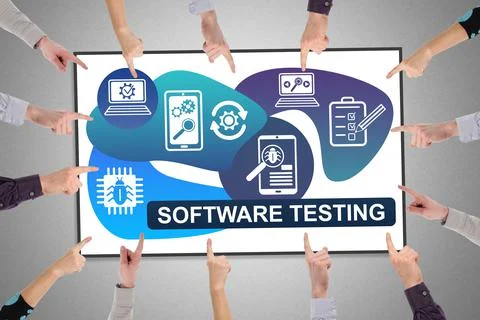 Software testing concept on a whiteboard Stockfoto's