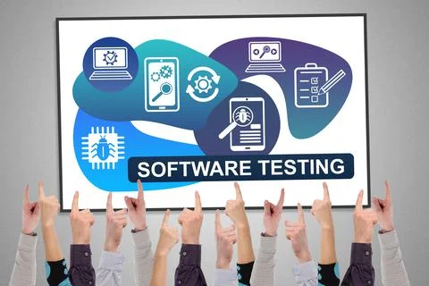Software testing concept on a whiteboard Foto stock