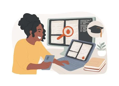 Software testing course isolated cartoon vector illustrations. Illustrazione stock