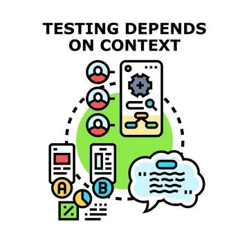 Software testing depends on context concept vector Illustrazione stock