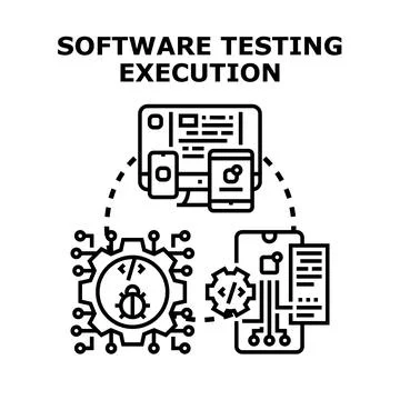 Software testing execution process debugging development Stock Illustration