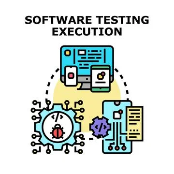 Software testing execution process debugging development Stock Illustration
