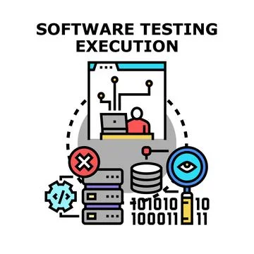 Software testing execution process developing programming quality Stock Illustration