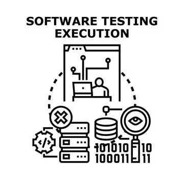 Software testing execution process developing programming quality Stock Illustration
