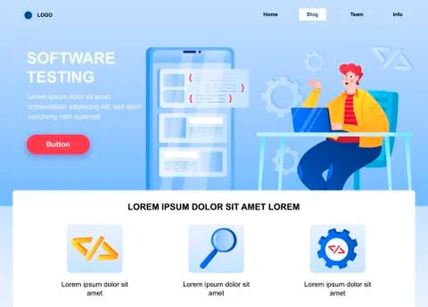 Software testing flat landing page design Stock Illustration
