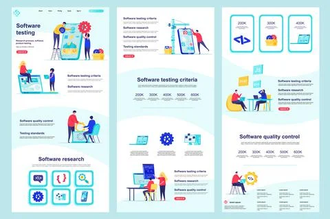 Software testing flat landing page. Stock Illustration