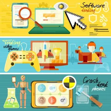 Software testing, games and crash test Stock Illustration