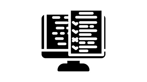 Software testing glyph icon animation Stock Footage 326743809