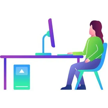 Software testing icon vector woman working online Stock Illustration