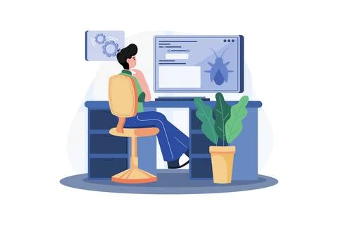 Software Testing Illustration concept. A flat illustration isolated on whit.. Stock Illustration