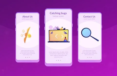 Software testing it app interface template Illustrazione stock